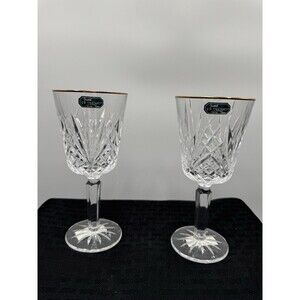 Cristal d’Arques Longchamp Crystal Tumblers Glasses Set of 2, Gold Rim 7 Inches